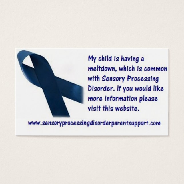 Sensory Processing Disorder Meltdown Cards (Front)