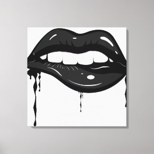 Sensual black lips Canvas Print