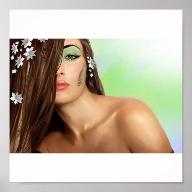 Sensual lady with green eyes poster (Front)