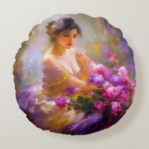 Sensual Portrait Round Cushion