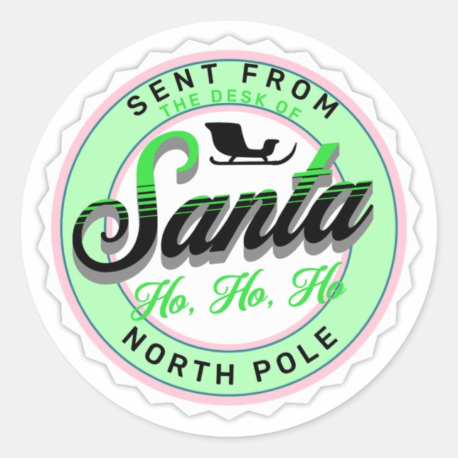 Sent from the Desk of Santa Stamp  Classic Round Sticker (Front)