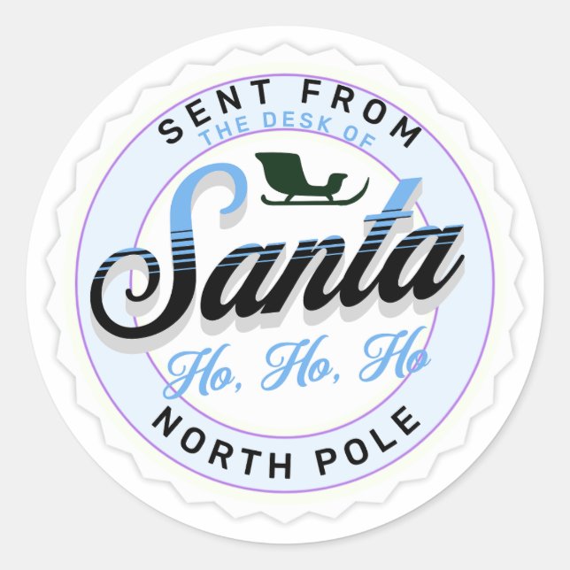 Sent from the Desk of Santa Stamp  Classic Round Sticker (Front)