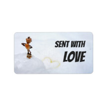 Sent with love delivery label for postcrossing