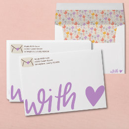 Sent With Love Modern Casual Purple and Brown Envelope