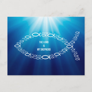 Sentence THE LORD IS MY SHEPHERD Christian Fish Postcard
