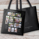 Sentimental 3 Quotes 11 Photo Collage Black Tote Bag<br><div class="desc">Lifes Beautiful Moments 3 Quotes 11 Photo Collage Black. Carry your family favourite moments when you’re out and about with this eleven photo collage design. This exclusive fully customisable gift for yourself or family members features your favourite 11 cherished photos. Three heartwarming quotes are incorporated, Life's Beautiful Moments, Making Timeless...</div>