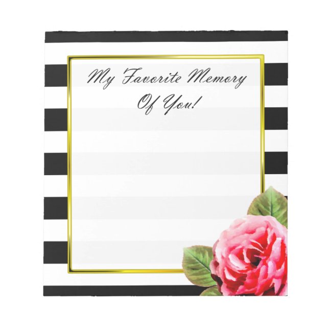 Sentimental Birthday Keepsake Memento Pink Rose Notepad (Front)