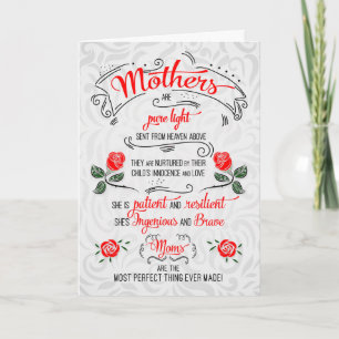 Sentimental Mother's Day Typography Red Roses Holiday Card