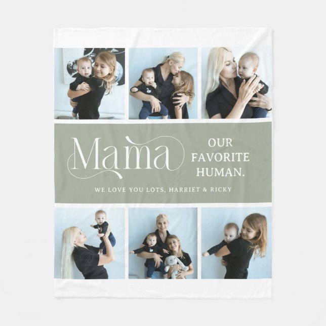 Sentimental Photo Collage Mama Keepsake  Fleece Blanket (Front)