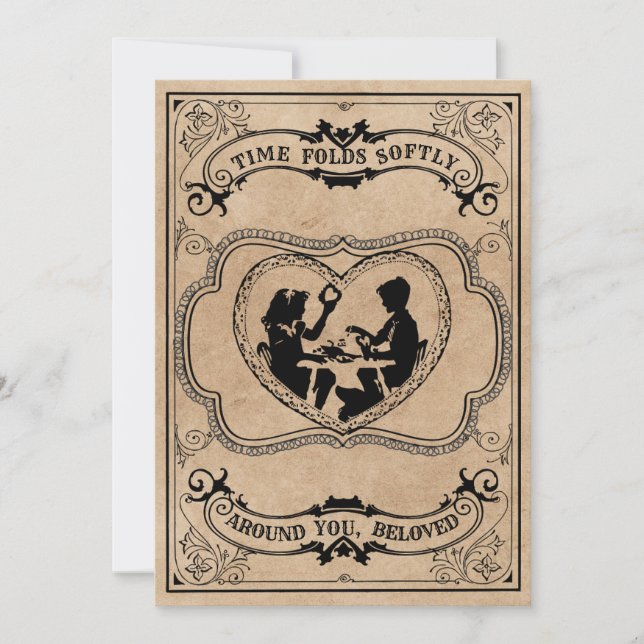 Sentimental Sepia Vintage Silhouette Heart Holiday Card (Front)