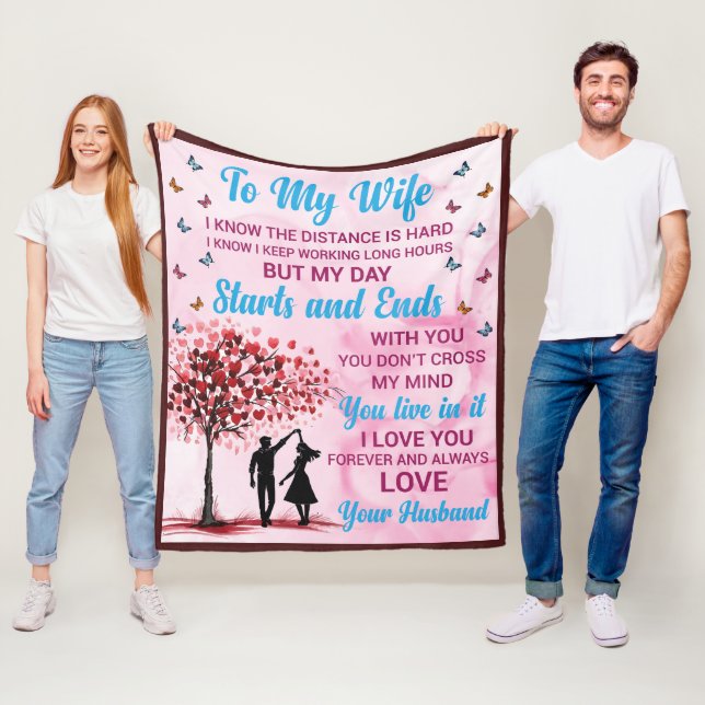 sentimental Wife Husband word art Fleece Blanket (In Situ)