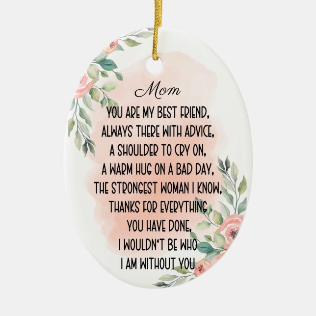 Sentimental words For Mum Ceramic Tree Decoration (Front)