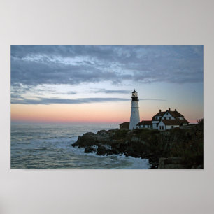 Sentinal at Sunset, Portland Head Lighthouse Poster