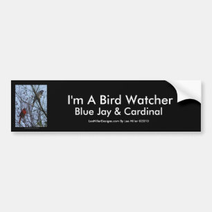 Sentinels Blue Jay and Cardinal by Lee Hiller Bumper Sticker