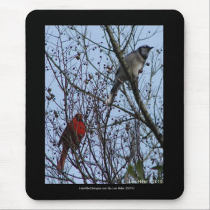 Sentinels Blue Jay and Cardinal by Lee Hiller Mouse Pad