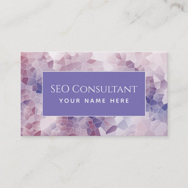SEO Consultant Pink Purple Mosaic Pattern Modern Business Card (Front)