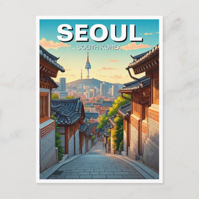Seoul Bukchon South Korea Sunset Postcard (Front)