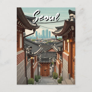 Seoul Bukchon South Korea Sunset Postcard