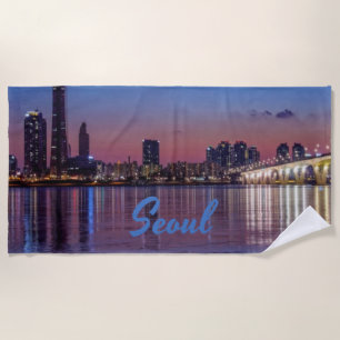 Seoul Capital of South Korea City Skyline Beach Towel