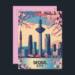Seoul City  Modern Skyline Retro Art South Korea Holiday Postcard<br><div class="desc">Capture the vibrant beauty of South Korea’s capital with this stunning Seoul City poster. Featuring a stylised modern skyline framed by blooming cherry blossoms, this retro-inspired illustration blends urban energy with natural elegance. With iconic skyscrapers, pastel skies, and serene waterside reflections, it's the perfect wall art for lovers of Korean...</div>