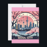 Seoul City  Modern Skyline Retro Art South Korea Postcard<br><div class="desc">Capture the vibrant beauty of South Korea’s capital with this stunning Seoul City poster. Featuring a stylised modern skyline framed by blooming cherry blossoms, this retro-inspired illustration blends urban energy with natural elegance. With iconic skyscrapers, pastel skies, and serene waterside reflections, it's the perfect wall art for lovers of Korean...</div>