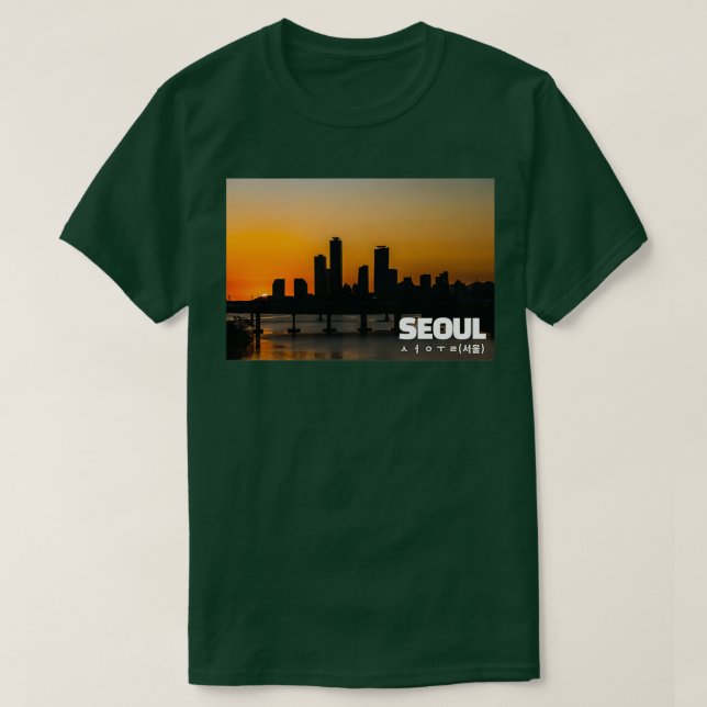Seoul Han River Bridge and Yeouido Sunset T-Shirt (Design Front)