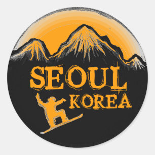 Seoul Korea orange snowboard stickers