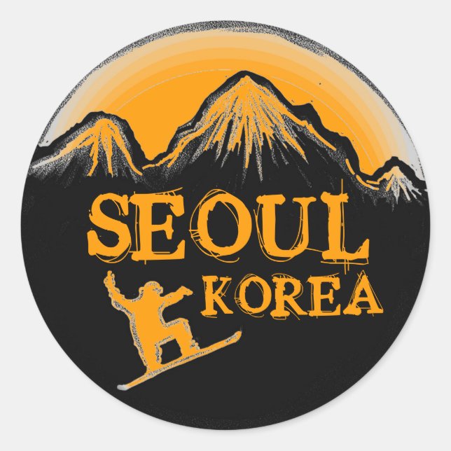 Seoul Korea orange snowboard stickers (Front)