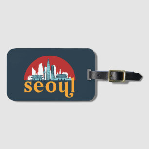 Seoul Korea Vintage City Skyline Cityscape Art Luggage Tag