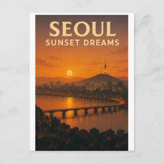 Seoul Korean Sunset Dream – City Skyline Art Postcard