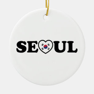 Seoul Love Heart Taegeukgi Flag Ceramic Tree Decoration