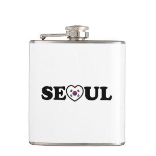 Seoul Love Heart Taegeukgi Flag Hip Flask