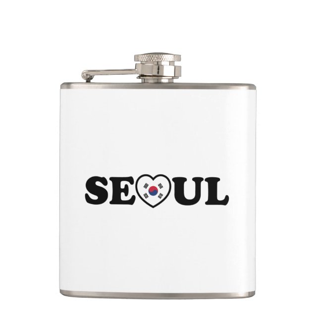 Seoul Love Heart Taegeukgi Flag Hip Flask (Front)