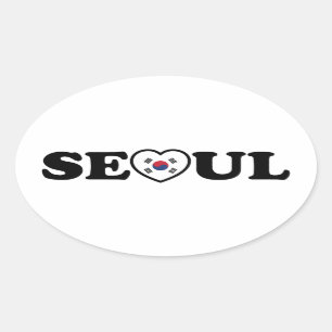 Seoul Love Heart Taegeukgi Flag Oval Sticker