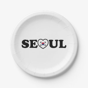 Seoul Love Heart Taegeukgi Flag Paper Plate