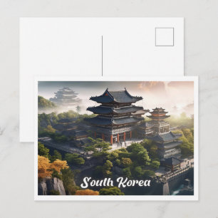 Seoul South Korea Art Vintage Travel Illustration Postcard