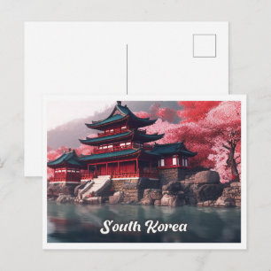 Seoul South Korea Art Vintage Travel Illustration Postcard