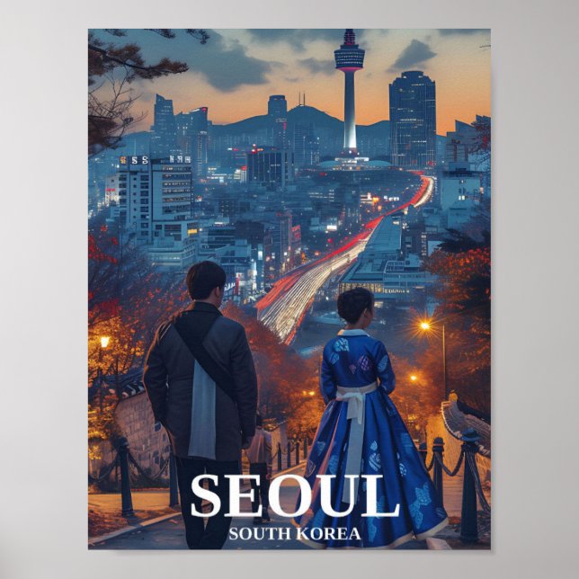 Seoul South Korea Artistic Travel Illustration Poster (Front)