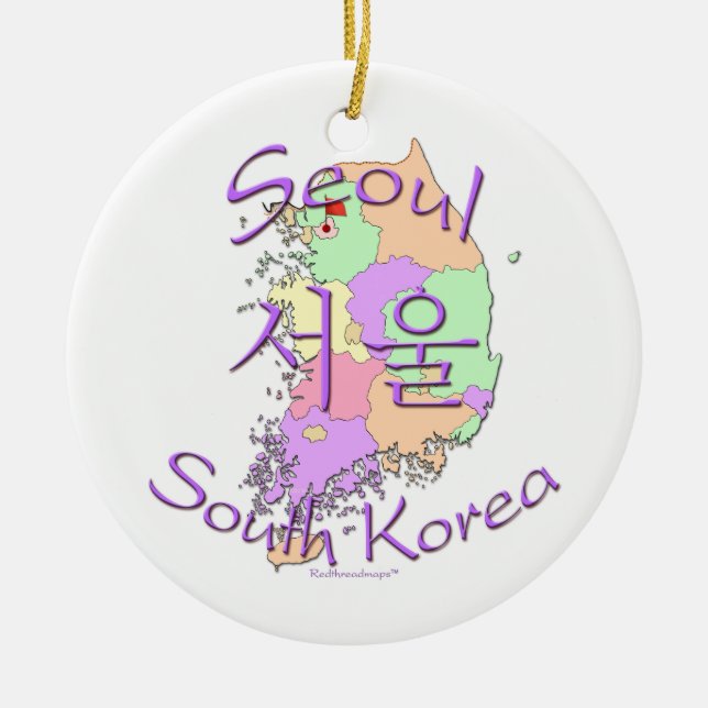 Seoul South Korea Ceramic Tree Decoration (Front)