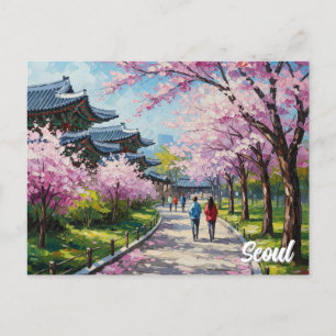 Seoul South Korea Cherry Blossoms Postcard