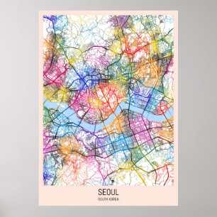 Seoul South Korea City Map Poster