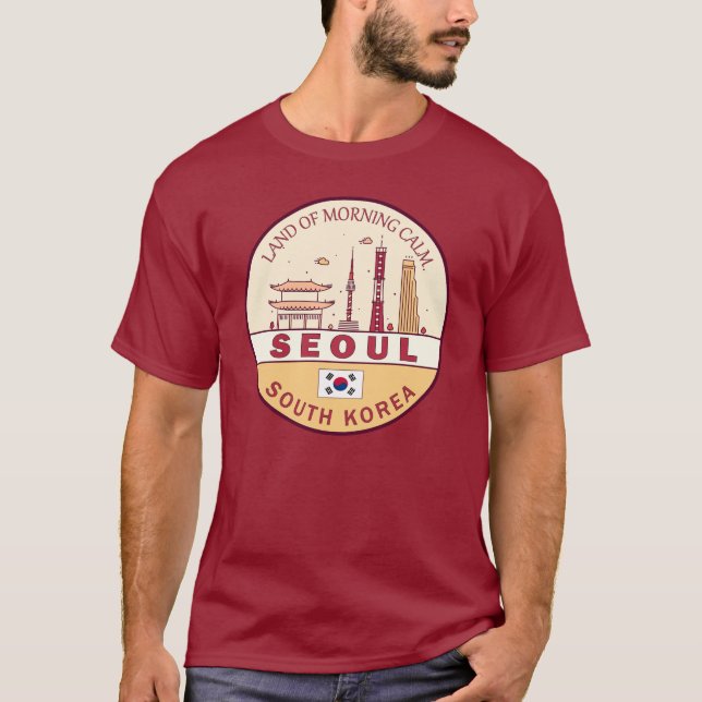 Seoul South Korea City Skyline Emblem T-Shirt (Front)