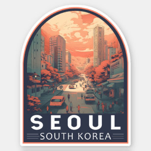 Seoul South Korea Illustration Art Vintage Badge