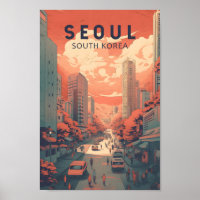 Seoul South Korea Illustration Art Vintage