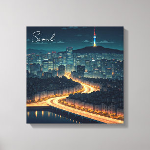 Seoul South Korea Night view Canvas Print
