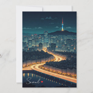 Seoul South Korea Night view Holiday Card