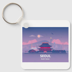 Seoul South Korea Pastel Travel Design Key Ring