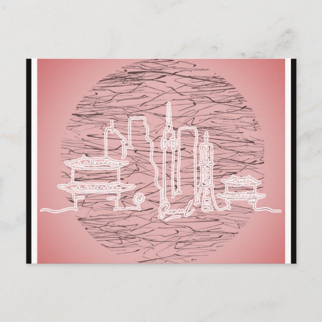 Seoul South Korea Pink City Skyline Travel Postcard (Front)