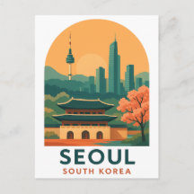 Seoul South Korea Postcard – Vintage Travel Art 
