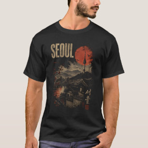 Seoul South Korea Retro Travel Souvenir Namsan Tow T-Shirt